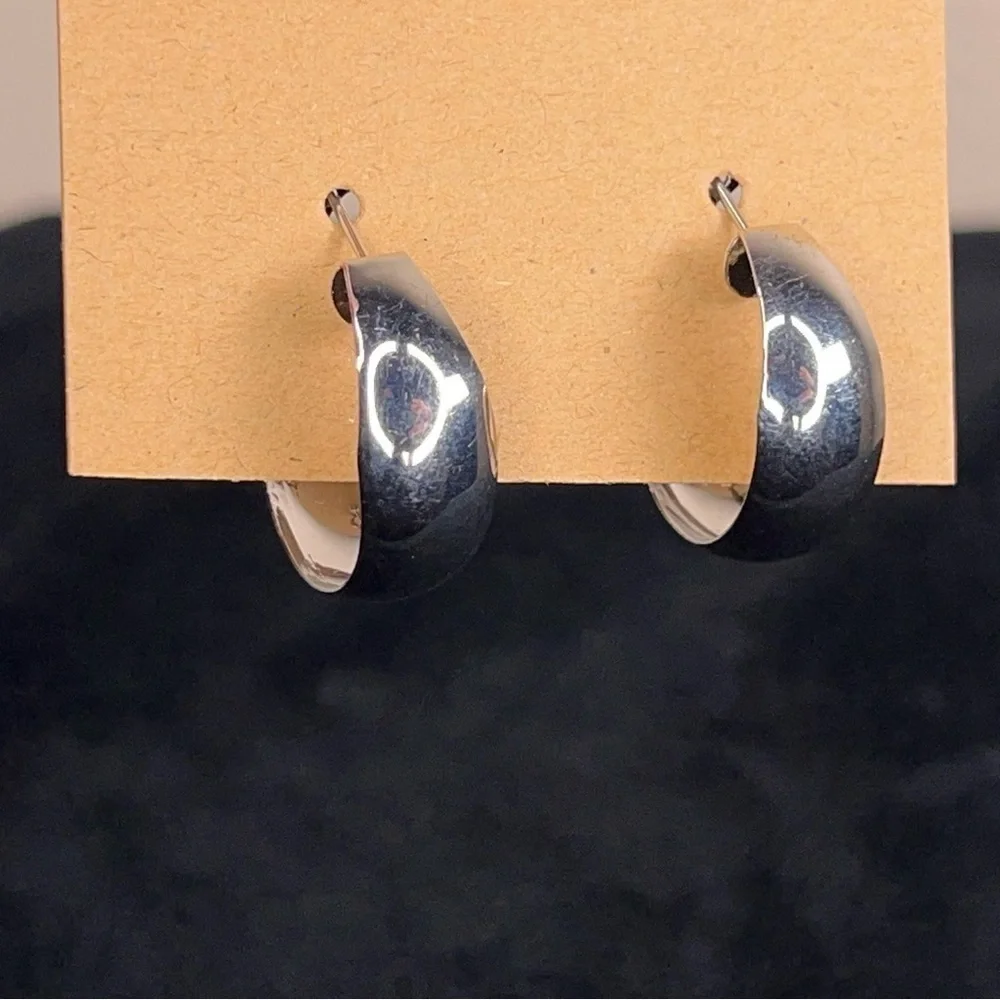 Silver Wide Hoop Earrings Classic